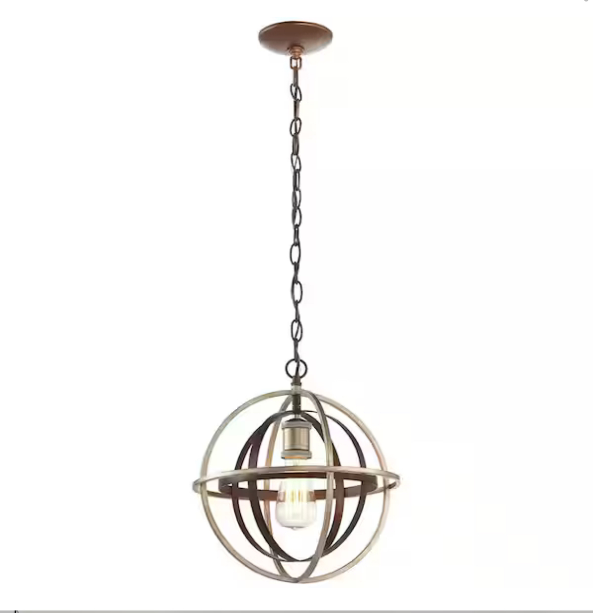 Barton Bay 1-Light Bronze and Champagne Pewter Orb Mini Pendant Hangling Light