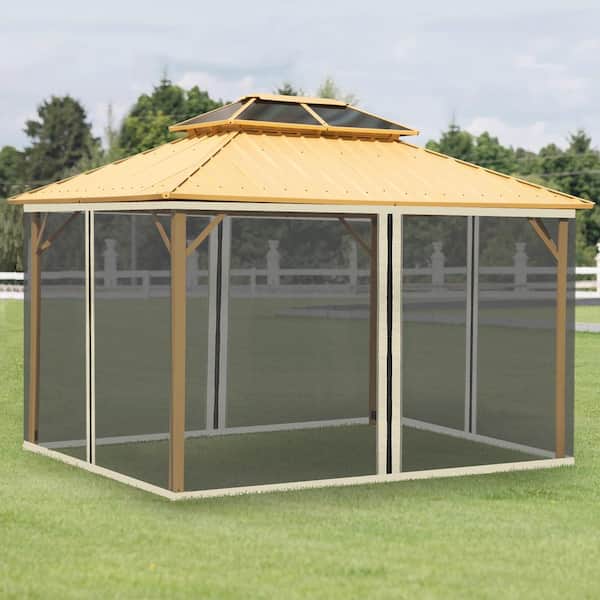 Replacement Mesh Mosquito Netting Screen Walls for 10 ft. x 13 ft. Patio Gazebo, 4-Panel Sidewalls with Zippers