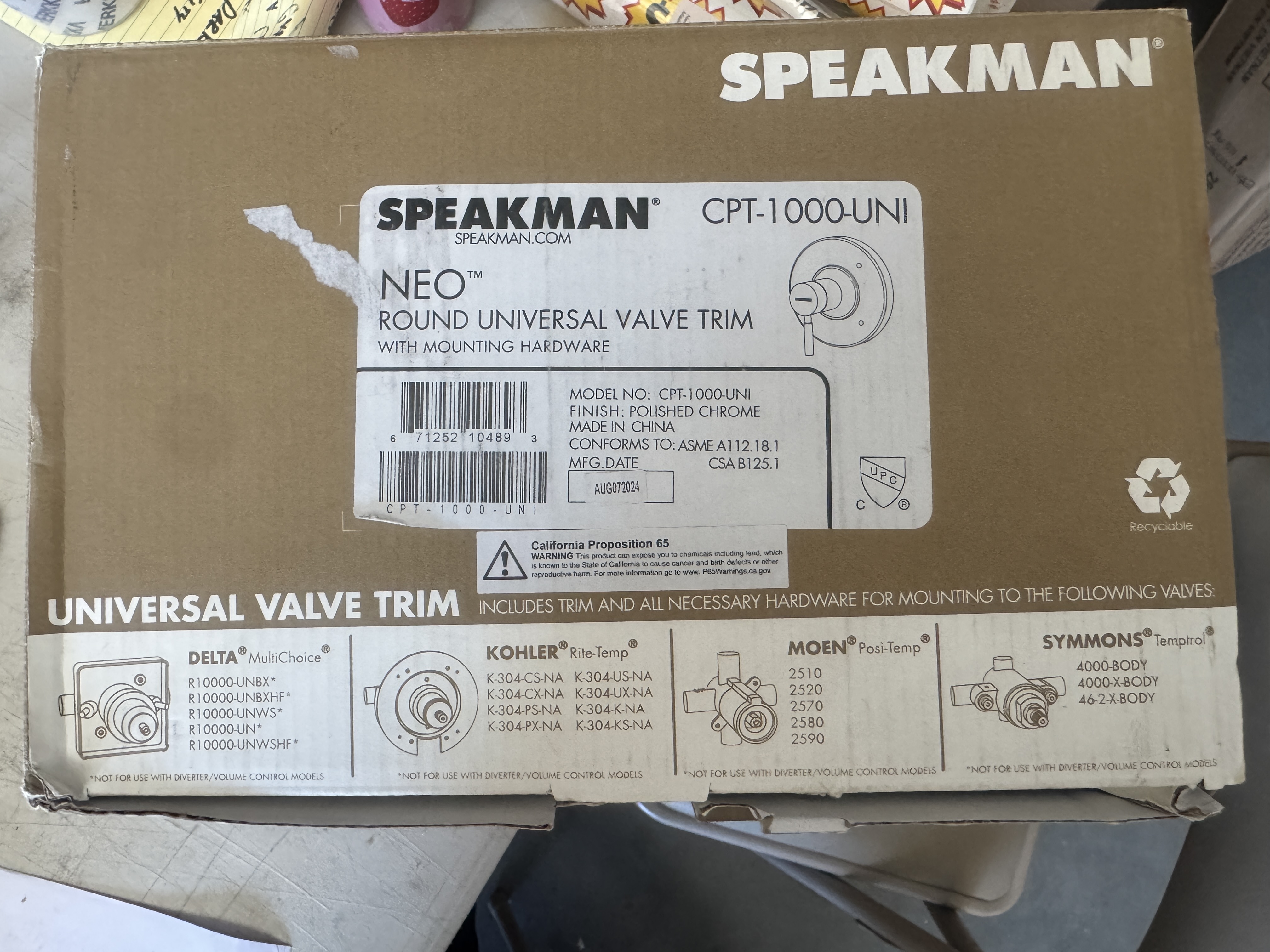 Speakman CPT-1000-UNI Retrofittable Shower Valve