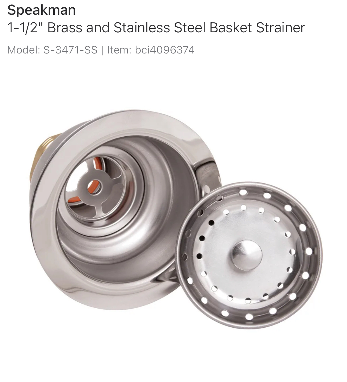 Speakman 1-1/2" Brass and Stainless Steel Basket Strainer